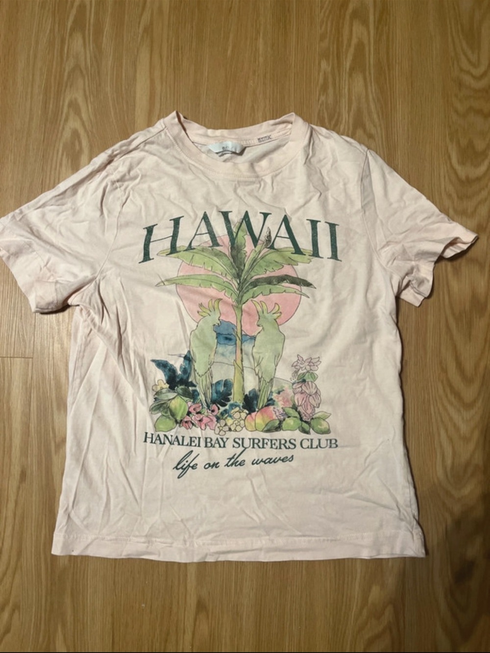 H&M Hawaii Graphic Tee in Pale Pink